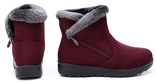 Zapatos Invierno Mujer Botas de Nieve Casual Calzado Piel Forradas Calientes Planas Outdoor Boots Antideslizante Zapatillas para Mujer EU40/fabricante 255,Marrón