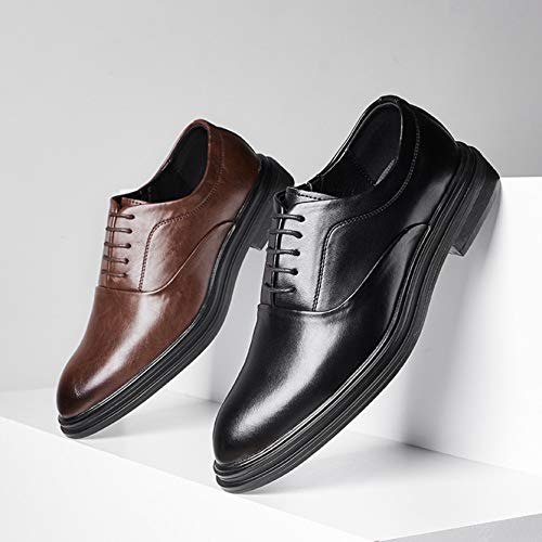 Zapatos Oxford para Hombre Zapatos Formales de Corte bajo con Cordones de Color sólido Zapatos de Cuero clásicos Antideslizantes para Vestir