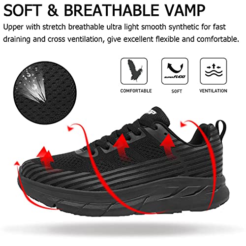 Zapatos para Correr Hombre Mujer Zapatillas de Deportes Tenis Deportivas Running Calzado Carretera Trekking Sneakers Gimnasio Transpirables Casual Montaña Negro 43 EU