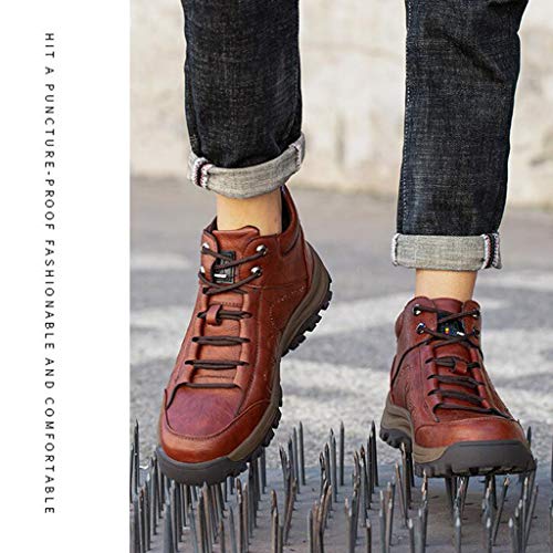 Zapatos soldador para hombres,Botas seguridad anti-escaldadas y a prueba de chispas Zapatos de trabajo resistentes a la cabeza de acero,Red- 42/UK 8/US 8.5