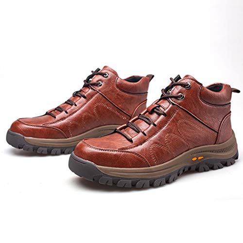 Zapatos soldador para hombres,Botas seguridad anti-escaldadas y a prueba de chispas Zapatos de trabajo resistentes a la cabeza de acero,Red- 42/UK 8/US 8.5