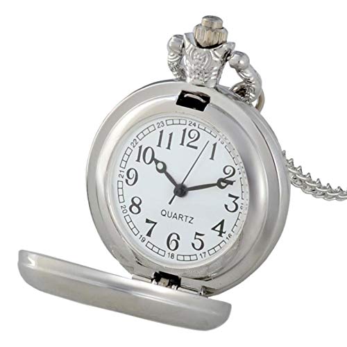 ZDANG Reloj de Bolsillo de Cuarzo clásico con diseño de águila de Doble Cabeza Ruso clásico, Reloj de Horas Colgante para Hombres y Mujeres, Plateado