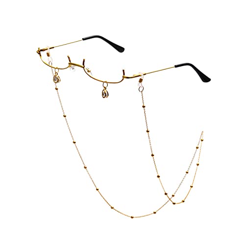 Zeayebsr Cordones para Gafas para Mujer Circón transparente Cadena para Anteojos para gafas de sol,Cuerda de gafas de perla de metal,Soportes para gafas,Cordones para el cuello para gafas（dorado）