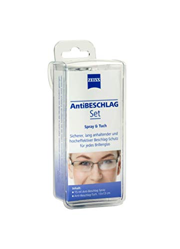 ZEISS Juego antivaho (spray 15 ml + paño), protección eficaz contra el empañamiento de las gafas.