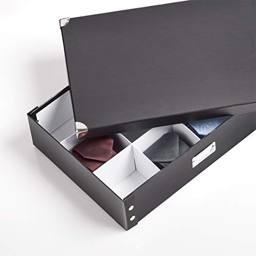 Zeller 17789 Caja para Corbatas Y Cinturones, Cartón, Cardboard, Negro, 44.5x31.5x11 cm