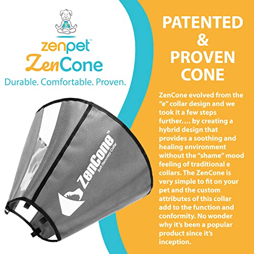 ZenPet ProCone Pet E-Collar for Dogs and Cats - Comfortable Soft Recovery Collar is Adjustable for a Secure and Custom Fit - Easy for Pets to Eat and Drink - Works with Your Pet's Collar - Large
