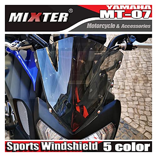 ZHANGQIAN Motorcycle Sports Windserlield Windshield Deflector Ajuste para Yamaha MT07 MT-07 MT 07 2014 2015 2016 2017 2018 2018 2019 2020 FZ07 FZ-07 (Color : Clear 2014 2017)