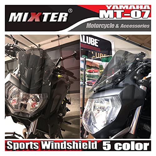 ZHANGQIAN Motorcycle Sports Windserlield Windshield Deflector Ajuste para Yamaha MT07 MT-07 MT 07 2014 2015 2016 2017 2018 2018 2019 2020 FZ07 FZ-07 (Color : Clear 2014 2017)