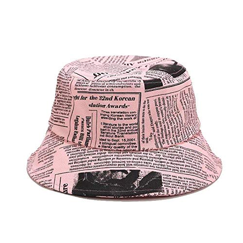 ZHENQIUFA Sombrero Pescador Gorras Periódico Panamá Sombreros De Cubo Moda Unisex Algodón Impreso Sombreros para El Sol Hombres Mujeres Sombreros De Viaje Plegables-4