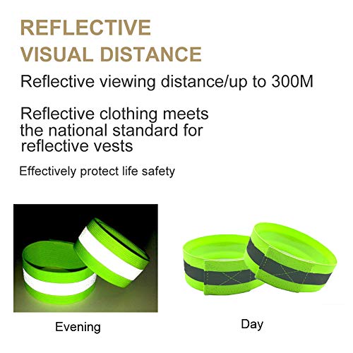 Zhongtou - 4 brazaletes Reflectantes Ajustables de Alta Visibilidad, Bandas Reflectantes para el Tobillo, 4 x 30 cm, para niños, Hombres, Mujeres, Correr, Ciclismo y Seguridad al Aire Libre (Verde)
