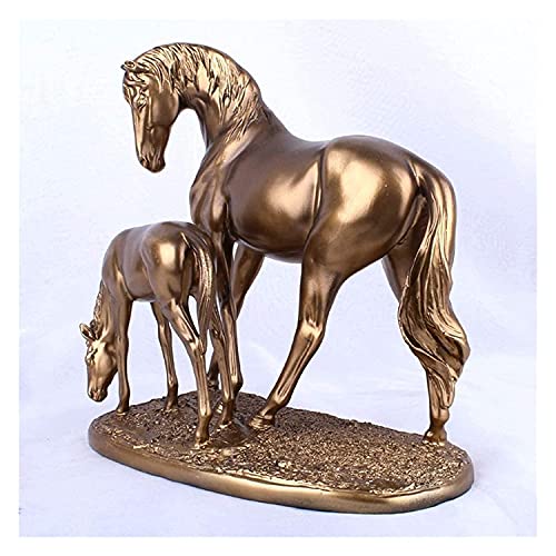 ZHYLing Figura de escultura de resina para caballos, diseño de yegua y potro, diseño de caballos salvajes, adornos de escritorio, decoración para caballos, decoración A (color: A)