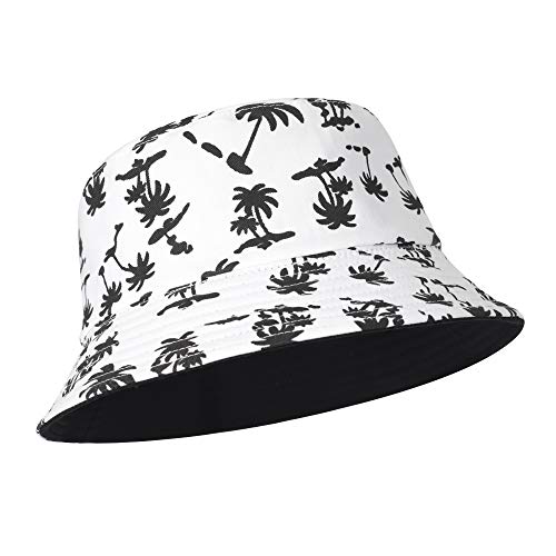 ZLYC Unisex lindo sombrero de viaje de impresión única sombrero de pescador de verano, Palm Tree Black White, Talla única
