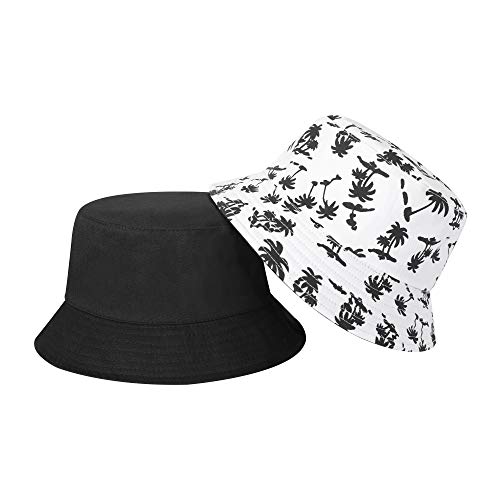 ZLYC Unisex lindo sombrero de viaje de impresión única sombrero de pescador de verano, Palm Tree Black White, Talla única