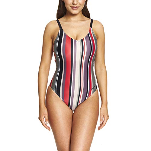 Zoggs Monte Carlo Deep Scoopback Eco Traje de baño de una Pieza para Mujer, Mujer, 122620038, Rayas, 38-Inch/UK 14