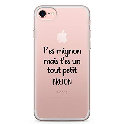 Zokko - Carcasa para iPhone 8, diseño de T'es Mignon Pero t'es un Tout Petit Breton, Color Negro
