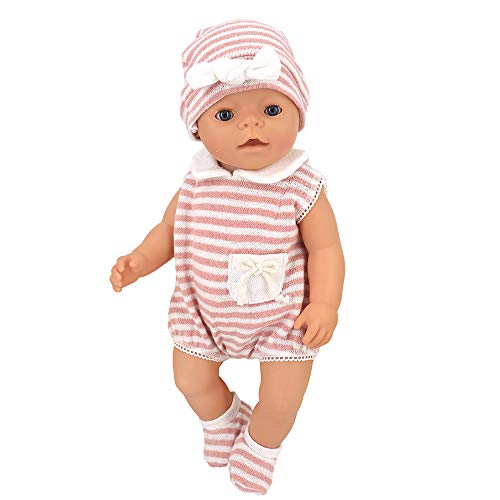 ZWOOS Ropa de Muñecas para New Born Baby Doll, Lindo Atuendo con Sombrero y Calcetines para 18 " Muñecas (40-45 cm)