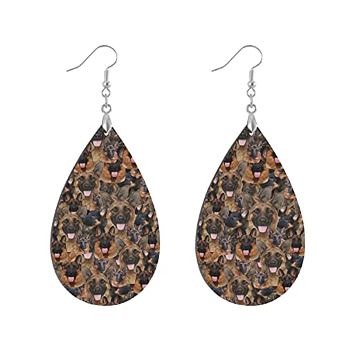 1 par de pendientes de madera de pastor alemán con forma de gota de agua para mujer, Leaf drop, Madera Cobre Plata,