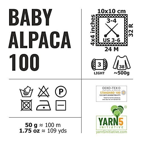 100% lana de alpaca en más de 50 colores (no pica) - Set de 300g (6x 50g) - Suave hilo baby de alpaca para punto y ganchillo en 6 grosores - gris-verdoso (heather)