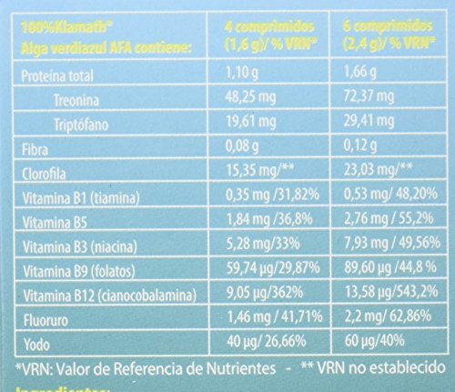 100% natural Alga Verdiazul Klamath Vitaminas - 150 Tabletas