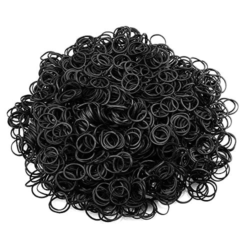 1000 Mini Gomas de Pelo Coletero Elástico Banda de Pelo Suave Negro para Pelo de Dreadlocks Pequeños, Peinado de Boda y Bricolaje,Negro.