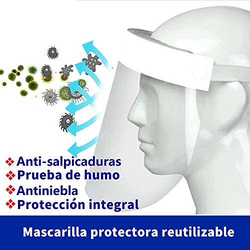 10Pcs Pantalla Protección Facial-FUSIYU Protector Facial Antivaho,Visera de Protección Facial,Reutilizable, Ligera,Azul cielo para Hombres y Mujeres,Enviar desde Europa