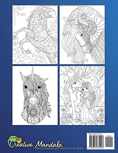 110 Unicornios y Caballos - Libro de Colorear para Adultos con Mandalas: Libro para Colorear Antiestrés de 110 páginas con Hermosos Unicornios y Caballos con Mandalas