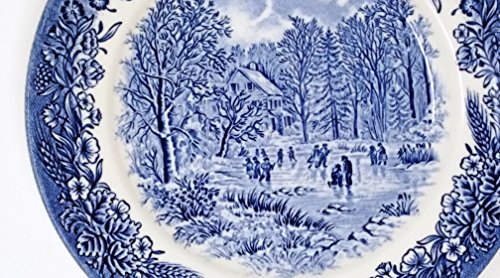 12 Platos de postre churchill England porcelana blanca y azul decorada con paisajes ingleses | 20 cm Ø
