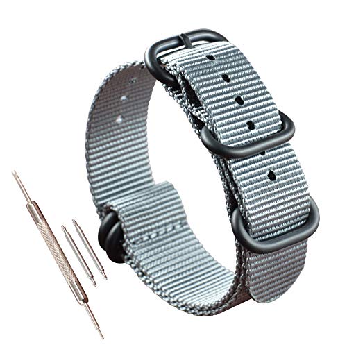 19mm reemplazo de la correa de reloj de nylon grueso gris estilo ZULÚ para los hombres