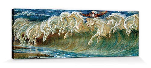1art1 Walter Crane - Los Caballos De Neptuno, 1892 Cuadro, Lienzo Montado sobre Bastidor (90 x 30cm)