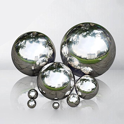 1pc bola hueca de acero inoxidable sin costuras espejo esfera mirando bola para decoración de jardín hogar