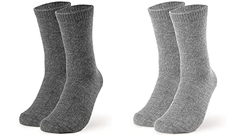 2 pares de calcetines de alpaca, calcetines de lana para hombre y mujer, transpirables, de lana fina, Gris antracita., 35-38