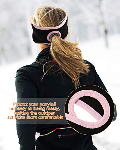 2 Piezas Diademas de Cola de Caballo de Invierno de Mujer Calentador de Orejas de Vellón Envoltura de Cabeza Banda de Oreja para Invierno Correr Esquí Escalada