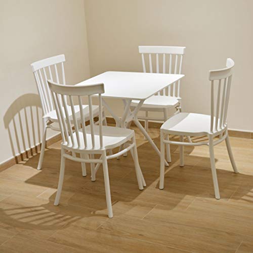 2 Sillas Windsor Color Blanco, Sillas de Comedor plástico. Incluye 2 sillas. Elegantes para Cocina o Comedor, apilables y Muy Resistentes.