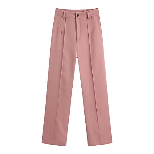 2021 Otoño Un Solo botón Mujeres Blazers Casuales Oficina Señora Traje Chaqueta Abrigos Conjuntos de pantalón Pink Pants L