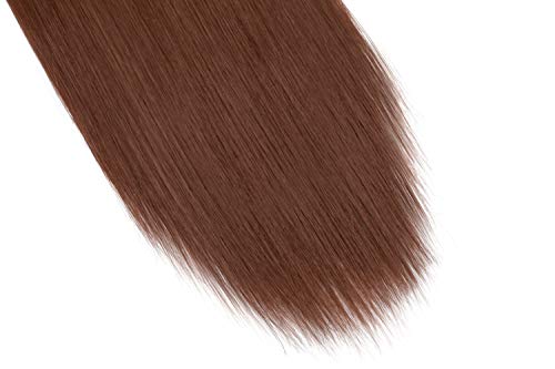 22"(55cm) Coleta Postiza Pelo Sintético Se Ve Natural con Cinta Extensiones de Cabello Clip Cola Postiza Pelucas Postizos Lisa (90g,Castaño Caoba Claro)