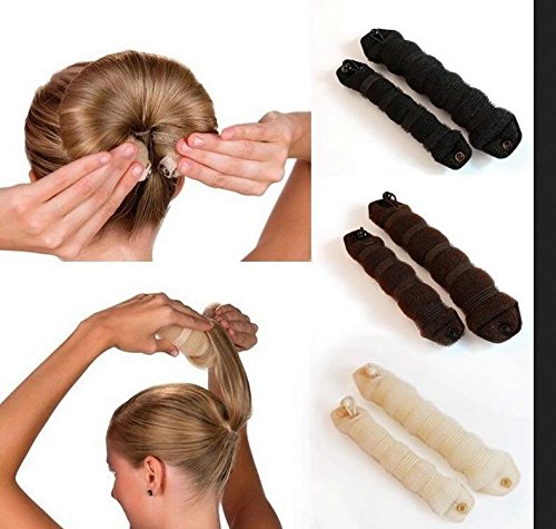 3 piezas 1 grande + 2 pequeño estilo mágico para peinar el cabello, donut, moño, herramienta de trenzado, rodillo de pelo, anillo de torsión (beige)