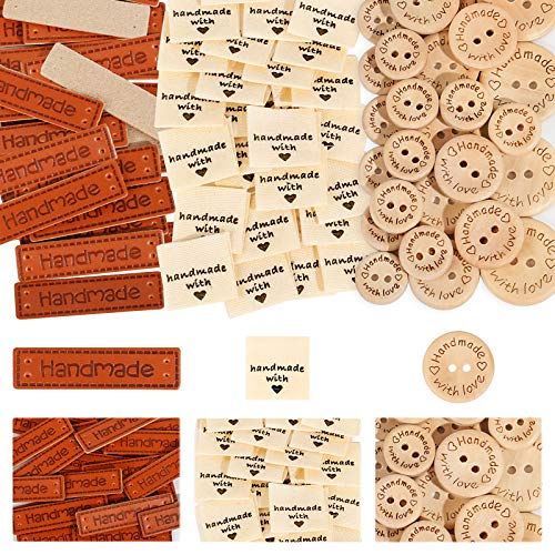 350 piezas de etiquetas hechas a mano Botones con amor Etiquetas de cuero Stoff hecho a mano Etiquetas hechas a mano de PU Etiquetas hechas a mano de PU Decoraciones de costura y elaboración