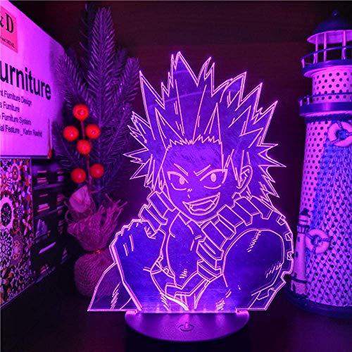 3D noche luz 3D ilusión lámpara anime mi héroe academia lámpara Kirishima Eijiro 3D LED noche luz para la habitación de los niños decoración de Navidad regalo de cumpleaños lámpara de mesa