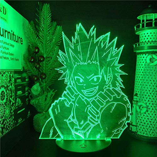 3D noche luz 3D ilusión lámpara anime mi héroe academia lámpara Kirishima Eijiro 3D LED noche luz para la habitación de los niños decoración de Navidad regalo de cumpleaños lámpara de mesa