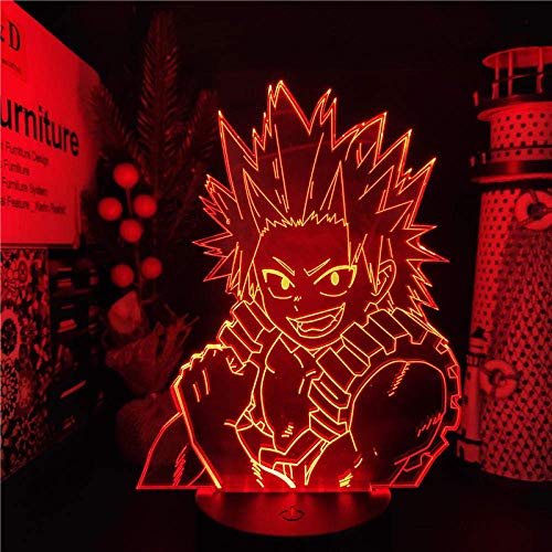 3D noche luz 3D ilusión lámpara anime mi héroe academia lámpara Kirishima Eijiro 3D LED noche luz para la habitación de los niños decoración de Navidad regalo de cumpleaños lámpara de mesa