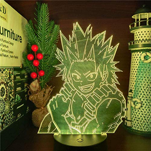 3D noche luz 3D ilusión lámpara anime mi héroe academia lámpara Kirishima Eijiro 3D LED noche luz para la habitación de los niños decoración de Navidad regalo de cumpleaños lámpara de mesa