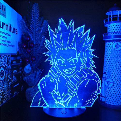 3D noche luz 3D ilusión lámpara anime mi héroe academia lámpara Kirishima Eijiro 3D LED noche luz para la habitación de los niños decoración de Navidad regalo de cumpleaños lámpara de mesa