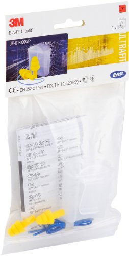 3M E-A-R Ultrafit Tapones reutilizables con cordón 32dB (1 par/bolsa)