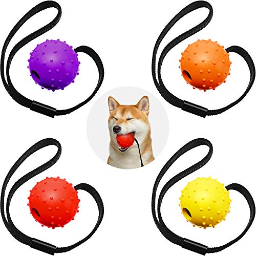 4 Bolas de Perro en Una Cuerda Juguete de Perros Pelota de Entrenamiento Interactiva de Perros Juguete de Recompensa y Ejercicio para Perro Pequeño Mediano Grande Buscar (7 x 30 cm)