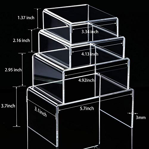 4 Piezas de Expositor de Elevador de Acrílico Transparene, Expositores de Joyería Exhibidores de Escaparate (3.3 Inch, 4.1 Inch, 5 Inch, 5.7 Inch)