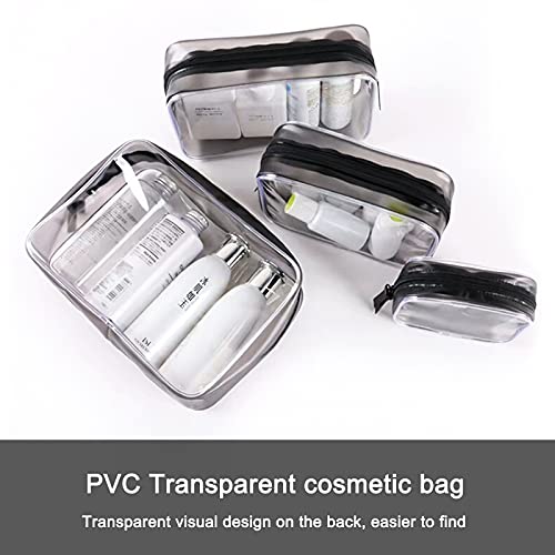 4 Pz Bolsas de Aseo Transparente PVC Neceser Transparente para Mujer, Impermeable Organizador de Viaje, Neceseres de Viaje, Bolso de Maquillaje Cosmético