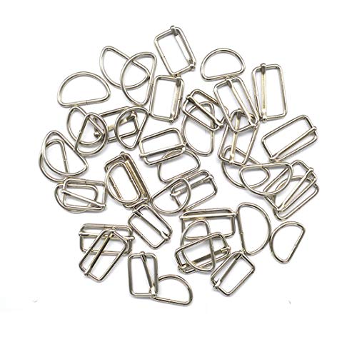 40 piezas de hebillas metálicas 32mm 25mm cinturón de ajuste D anillos para bolsos, bolso, correa, mochila (32mm)