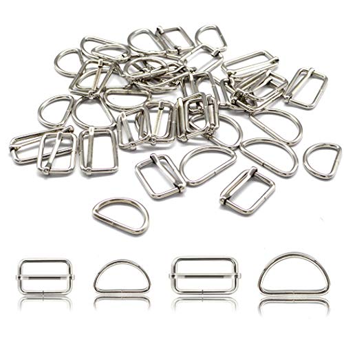 40 piezas de hebillas metálicas 32mm 25mm cinturón de ajuste D anillos para bolsos, bolso, correa, mochila (32mm)