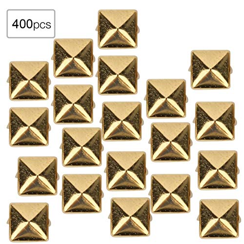 400 juegos de tachuelas de punta cuadrada de cuatro mandíbulas, remaches de punta cuadrada para manualidades en cuero DIY, tachuelas de punta cuadrada(5mm-dorado)