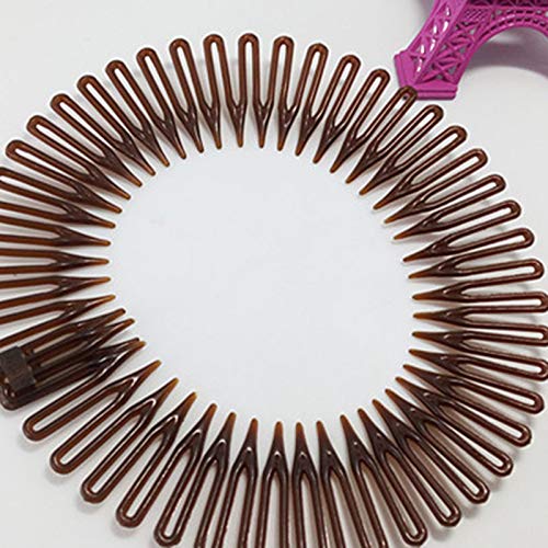 5 peines circulares flexibles a la moda en plástico de color negro, diademas con dientes para estirar y sujetar el cabello al lavarse la cara, accesorios para el cabello de Changlesu